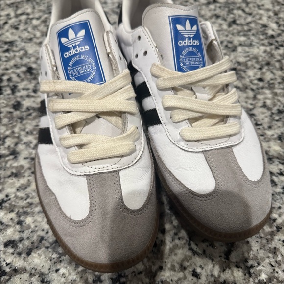 Adidas SAMBA White and Gray Sneakers with Black Stripes - Picture 1 of 9